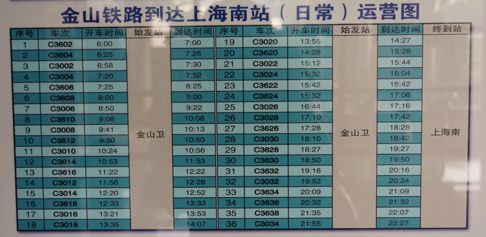 金山衛(wèi)小火車最新時刻表